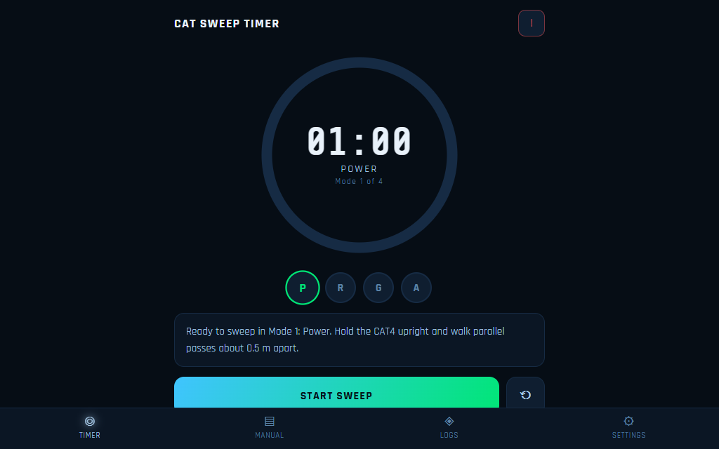 The same timer screen on a desktop-width display.